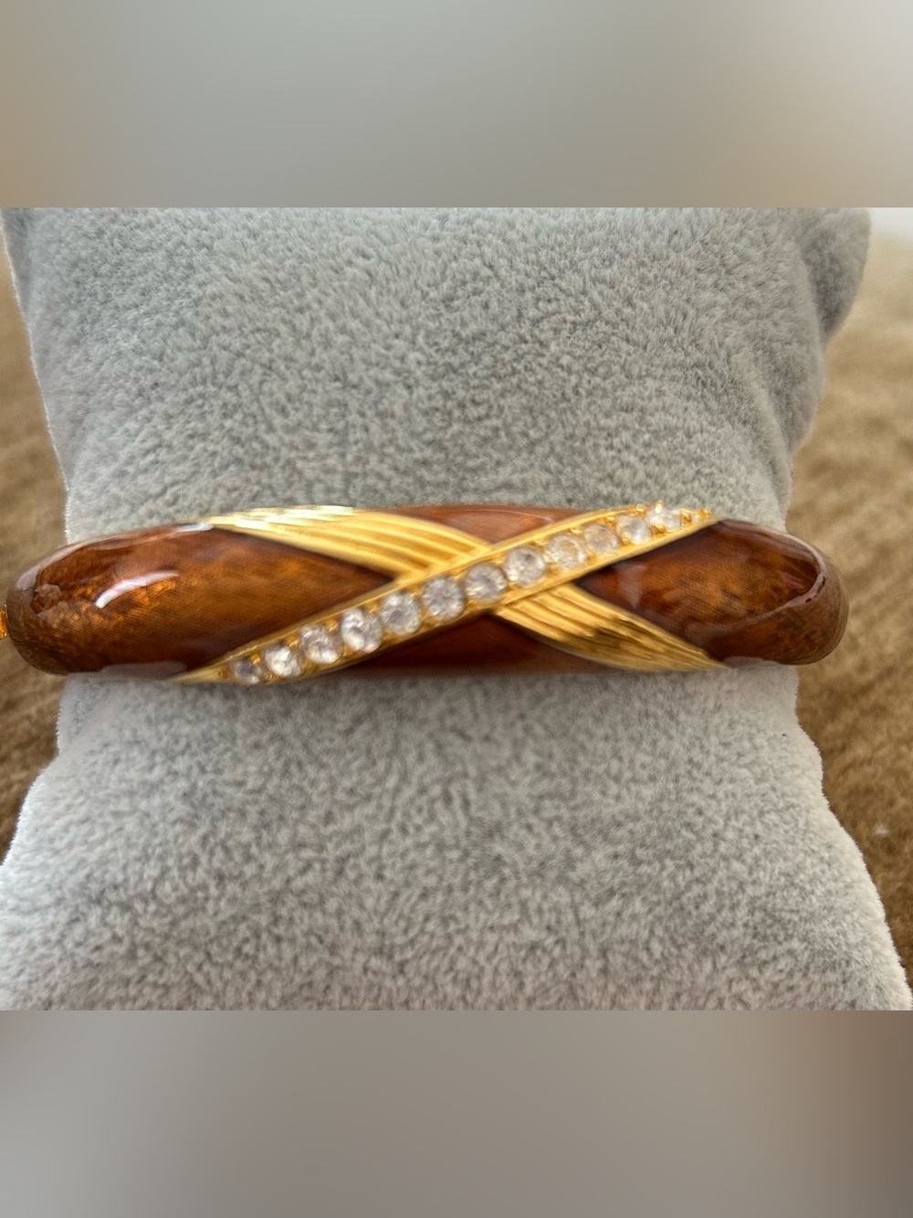 Gold-Tone Bronze Bangle with Crystal Accents - Women Jewelry